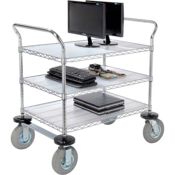 Nexel Chrome Wire Shelf Instrument Cart w/3 Shelves, 1200 Ib. Capacity, 36inL x 24inW x 44inH 188786 - main